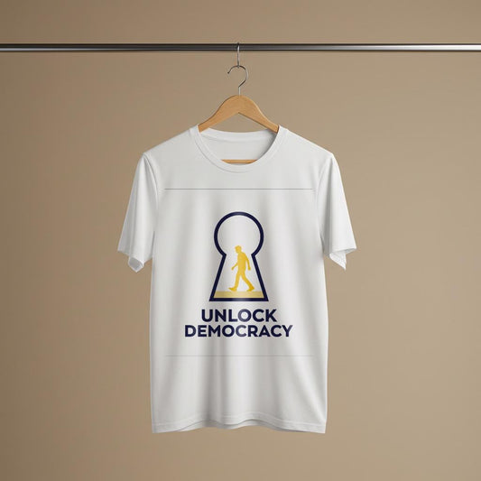 Unlock Democracy Garment-Dyed T-Shirt | Political Activist Tee | Freedom Key Civic Engagement Apparel | Human Rights Statement Shirt
