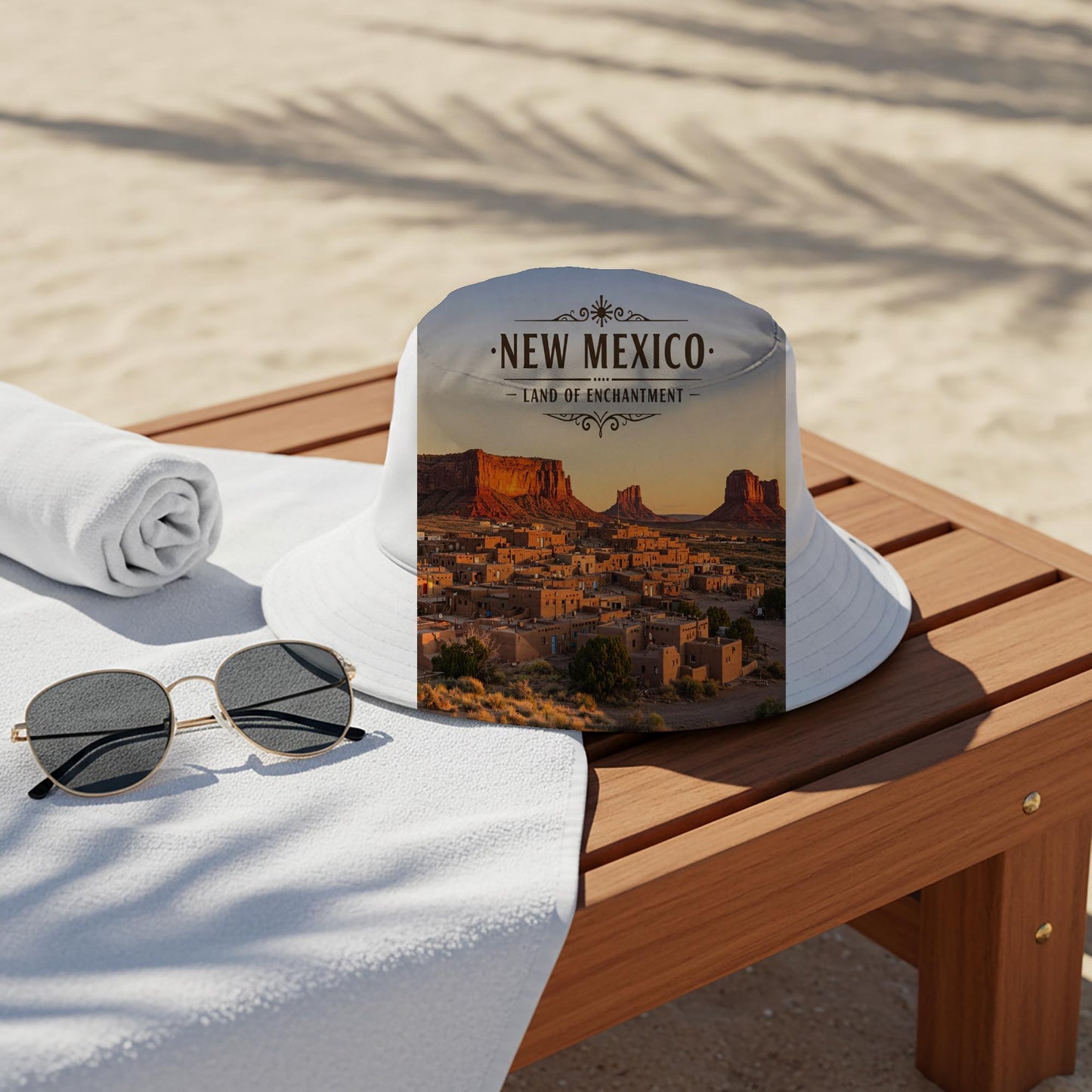 New Mexico Land of Enchantment Bucket Hat | Southwestern Desert Landscape Travel Hat | Vintage Style State Pride Gift for Adventurers
