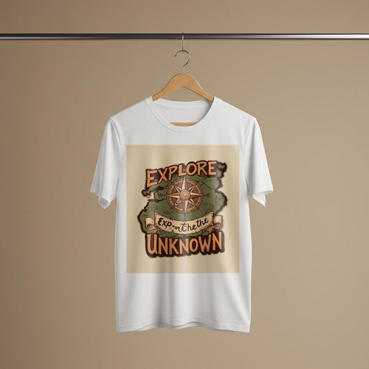 Unisex Garment-Dyed T-shirt | Adventure Explore the Unknown Vintage Map Compass Rose Tee | Traveler Gift Wanderlust Apparel for Explorers