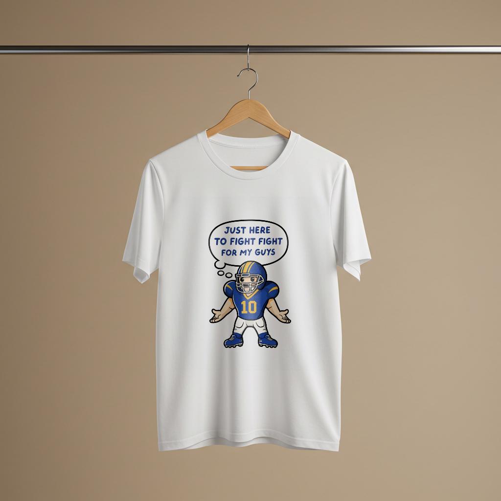 Unisex Garment-Dyed Football T-shirt with Funny Player Cartoon | Team Spirit Game Day Apparel | Loyalty Quote Tee for Sports Fans & Gifts