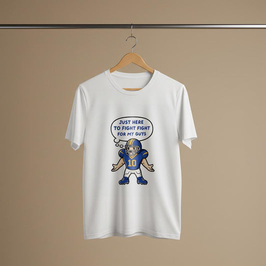 Unisex Garment-Dyed Football T-shirt with Funny Player Cartoon | Team Spirit Game Day Apparel | Loyalty Quote Tee for Sports Fans & Gifts