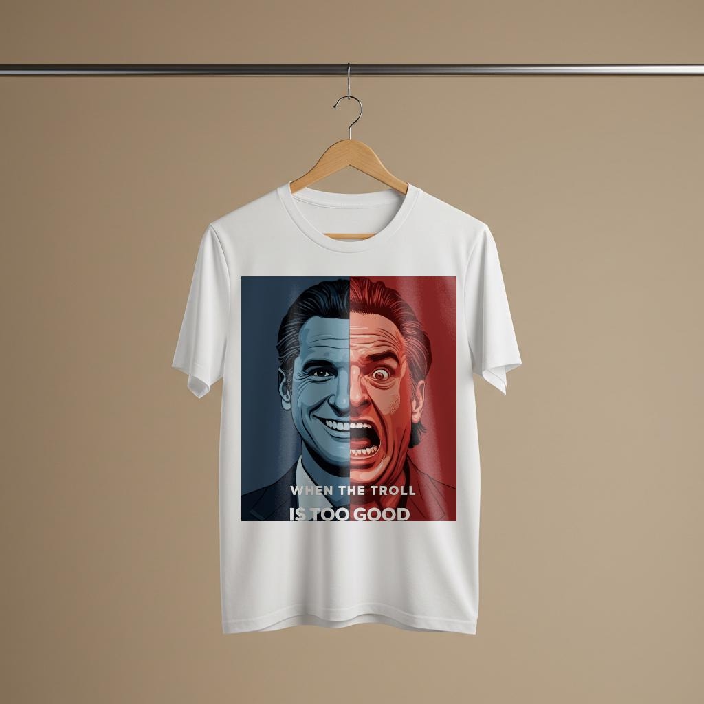 Unisex Garment-Dyed T-shirt | Funny Meme Internet Culture Troll Humor Apparel | Split Face Graphic Tee | Sarcastic Statement Shirt Gift