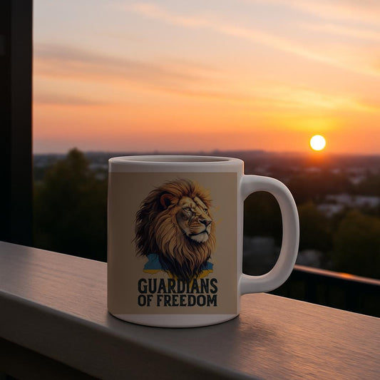 Ukrainian Lion Freedom Mug | Support Ukraine Solidarity Gift | Patriotic Courage Resilience Coffee Cup | Guardians of Freedom Drinkware
