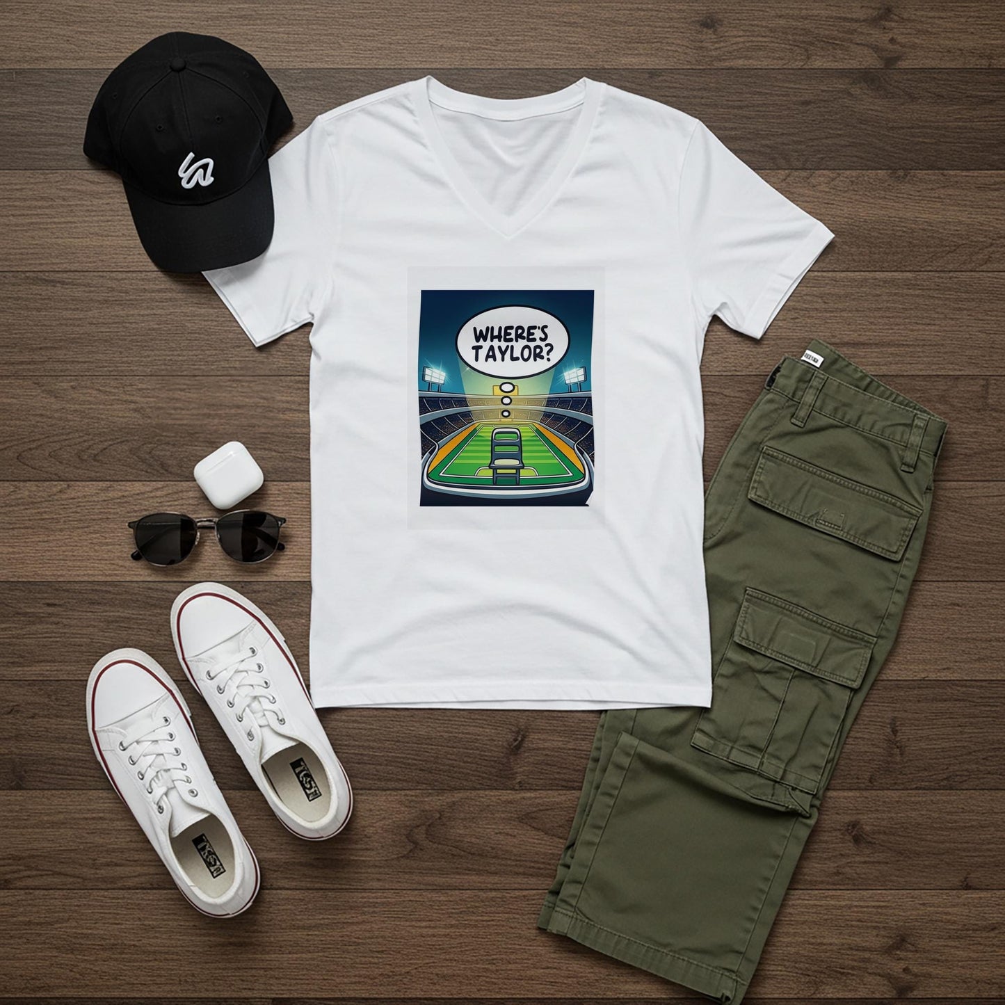 Where's Taylor Football Tee | Funny Game Day Shirt | Swiftie Fan Apparel | Pop Culture Humor | Unisex V-Neck Gift for Sports Lovers and Fans