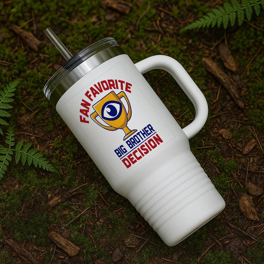 Big Brother Fan Favorite Travel Mug | Reality TV Show Tumbler | BB Eye Logo Insulated Drinkware | Pop Culture Fandom Gift for Enthusiasts