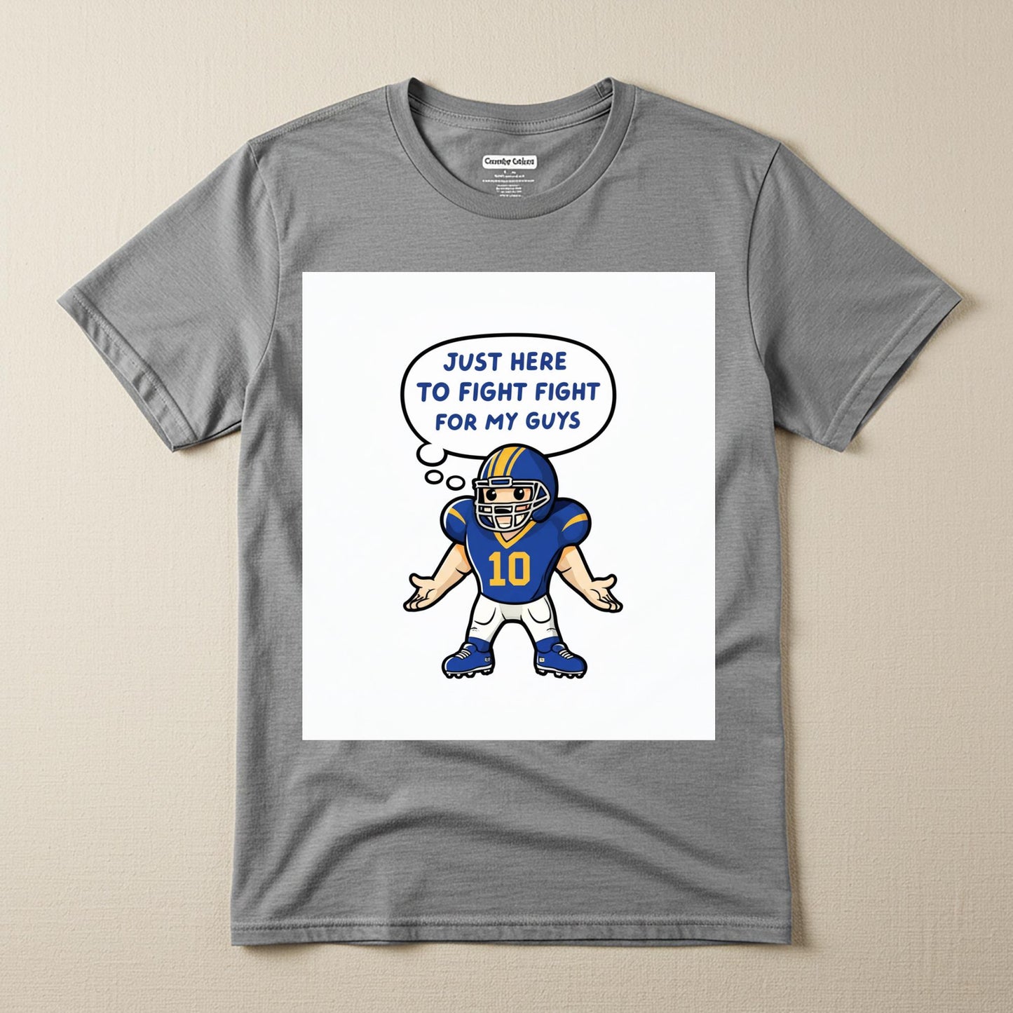 Unisex Garment-Dyed Football T-shirt with Funny Player Cartoon | Team Spirit Game Day Apparel | Loyalty Quote Tee for Sports Fans & Gifts