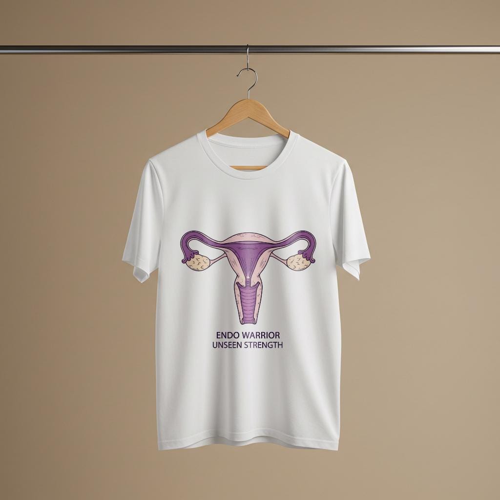Endo Warrior Unseen Strength T-shirt | Endometriosis Awareness Apparel | Chronic Illness Support Tee | Uterus Art Design | Empowering Gift
