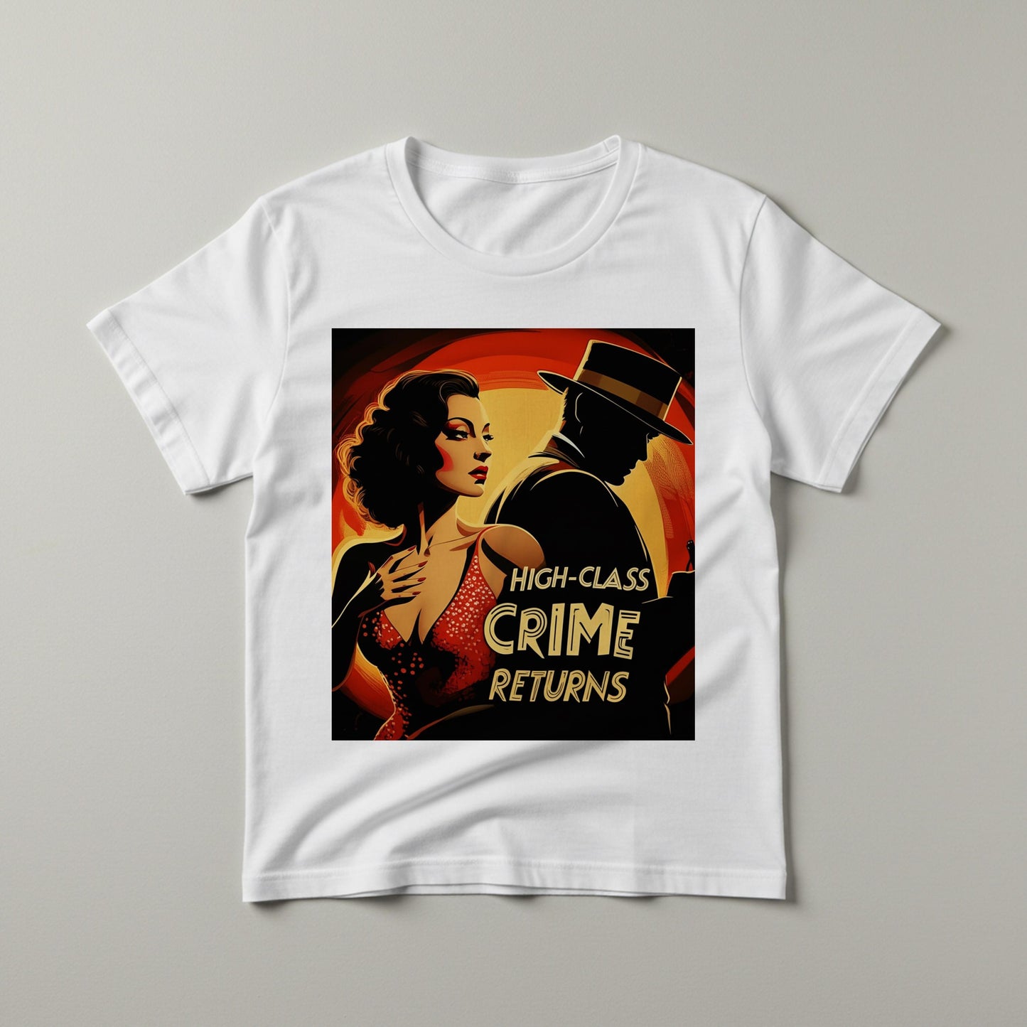 Unisex Garment-Dyed Film Noir T-shirt | Vintage Crime Pulp Fiction Art Tee | Mystery Lover Gift Retro Glamour Classic Hollywood Style