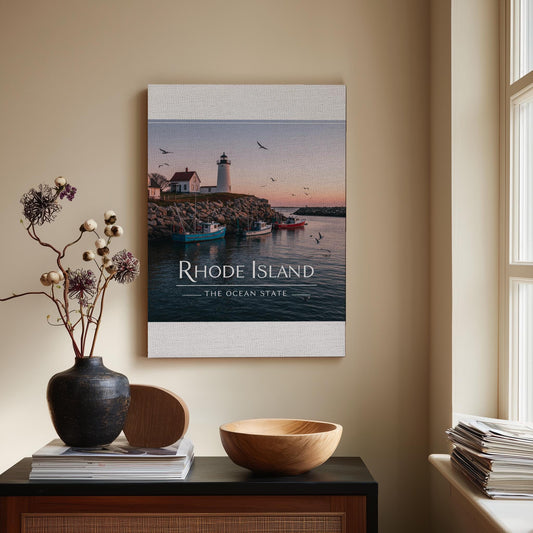 Rhode Island Lighthouse Canvas Print | Ocean State Coastal Seascape Wall Art | Nautical Home Decor | Serene New England Travel Gift
