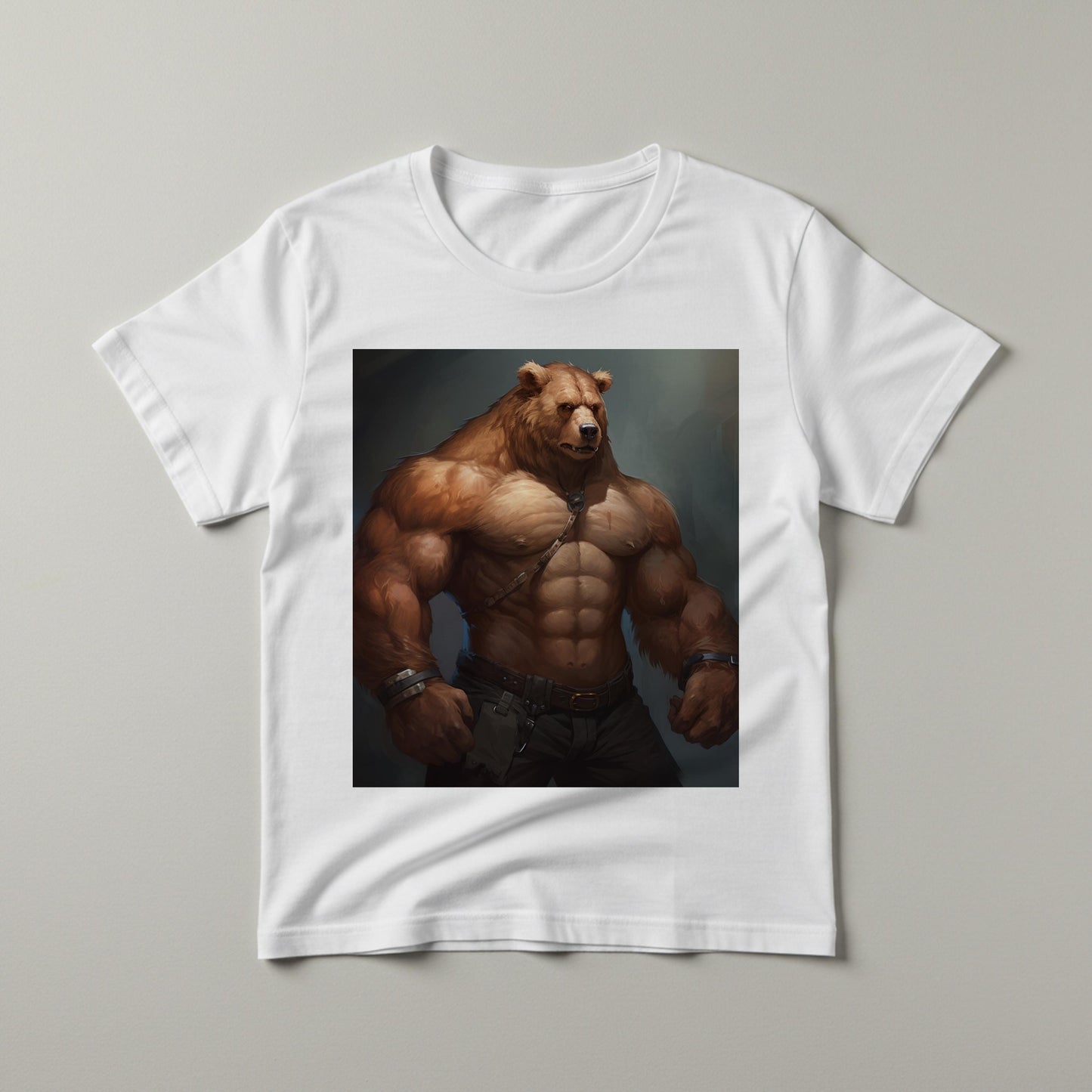 Mighty Muscular Bear Unisex Garment-Dyed T-shirt | Powerful Anthropomorphic Fantasy Art Tee | Rugged Gym Workout Apparel | Unique Graphic