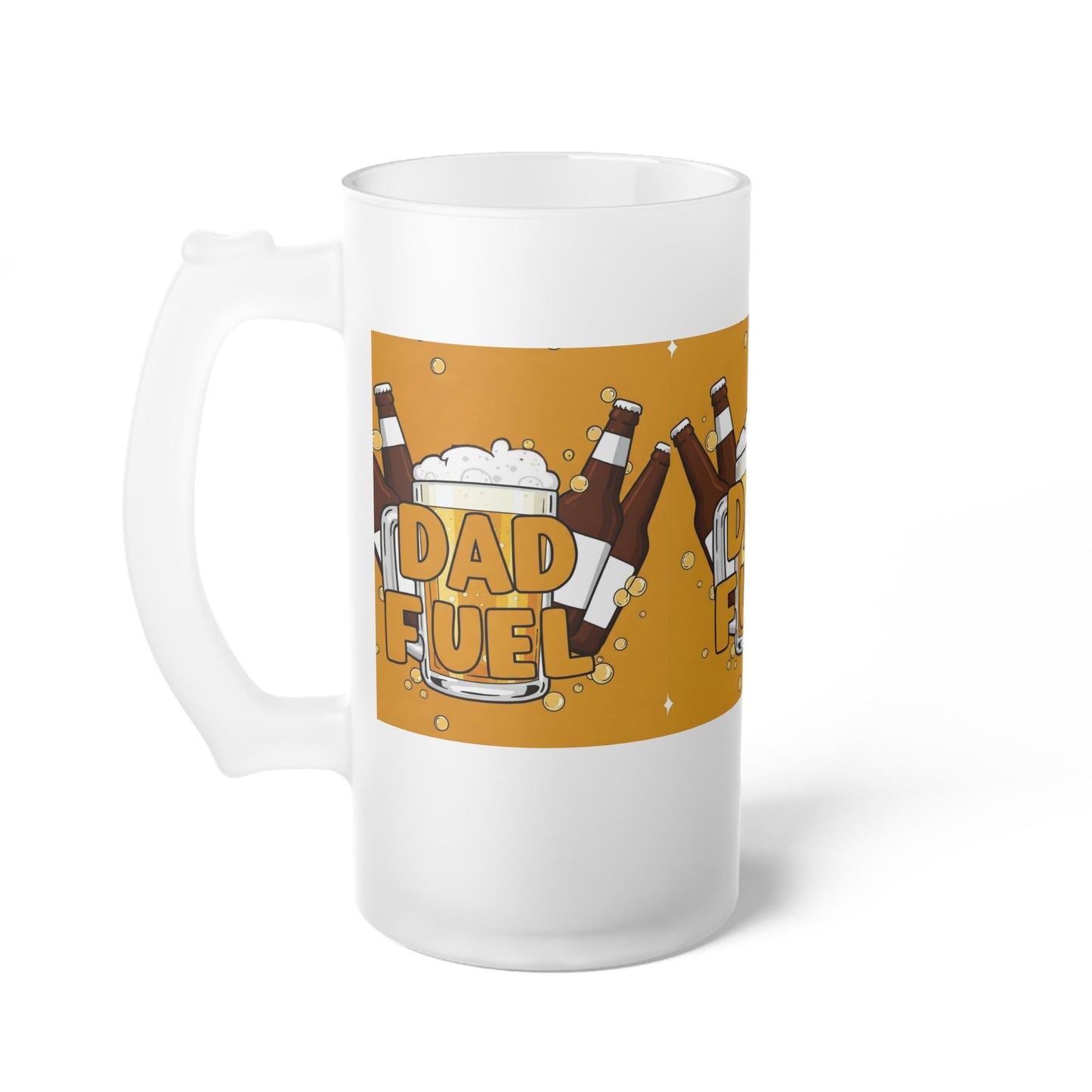 Dad Fuel Frosted Beer Mug - Funny Beer Gift for Dad - Golden Yellow Beer Design - Father's Day Gift - Cool Dad Drinkware