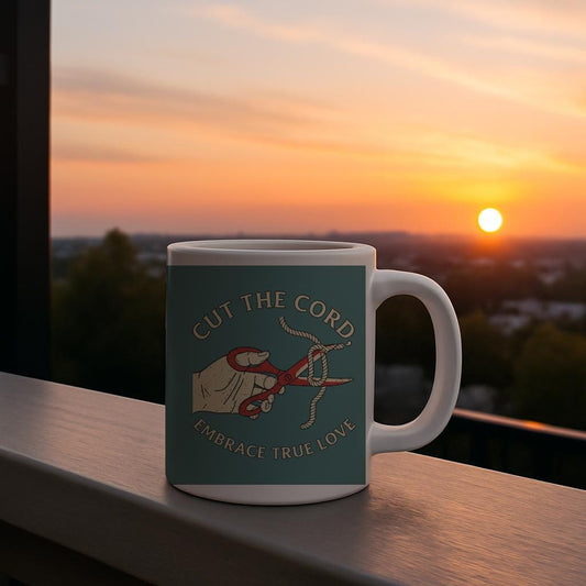 Cut The Cord Embrace True Love Mug | Emotional Liberation Gift | Breakup Divorce Healing Journey Self Love Empowerment Vintage Art