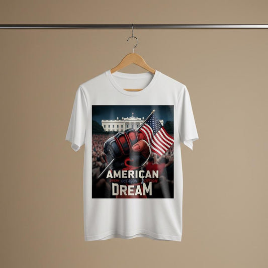 American Dream Octagon Edition T-Shirt | Patriotic USA Flag Fist Design | Political Statement Tee | MMA Fan Tee | National Pride Gift