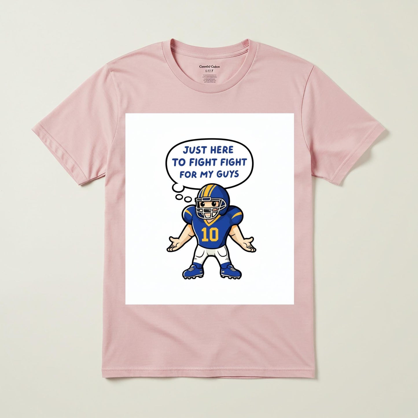 Unisex Garment-Dyed Football T-shirt with Funny Player Cartoon | Team Spirit Game Day Apparel | Loyalty Quote Tee for Sports Fans & Gifts
