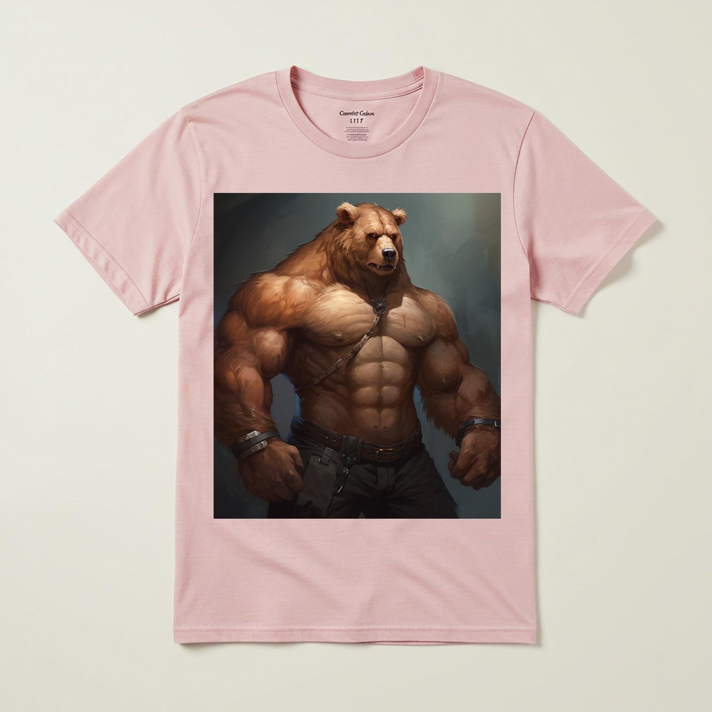 Mighty Muscular Bear Unisex Garment-Dyed T-shirt | Powerful Anthropomorphic Fantasy Art Tee | Rugged Gym Workout Apparel | Unique Graphic