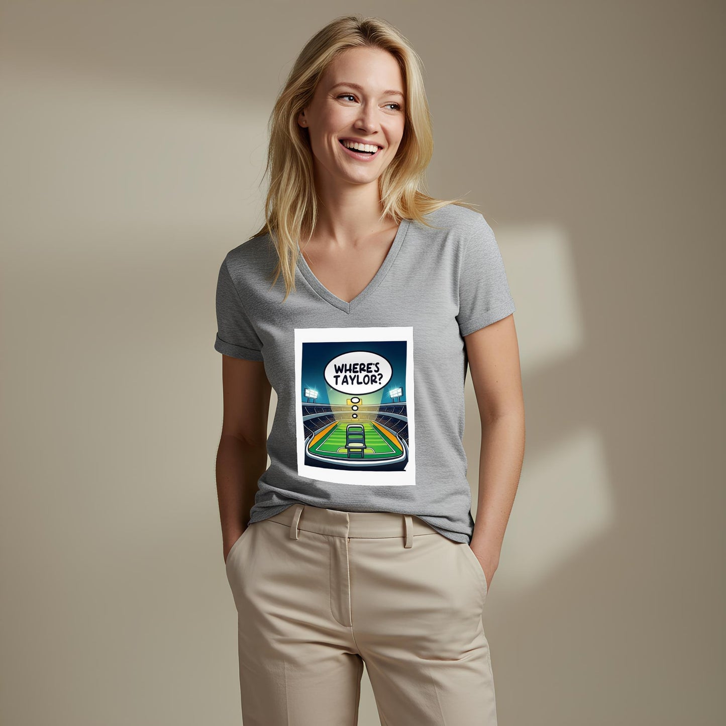 Where's Taylor Football Tee | Funny Game Day Shirt | Swiftie Fan Apparel | Pop Culture Humor | Unisex V-Neck Gift for Sports Lovers and Fans