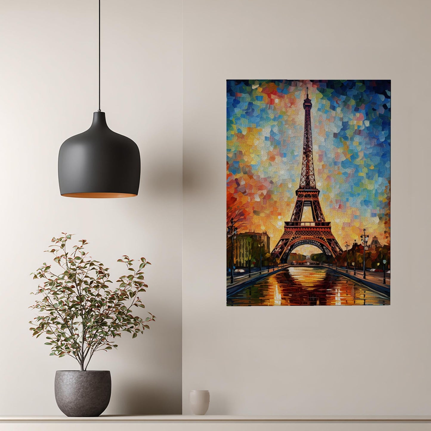 Vibrant Impasto Eiffel Tower Canvas Art | Autumn Parisian Cityscape Print | Textured Wall Decor | Romantic French Landmark Painting