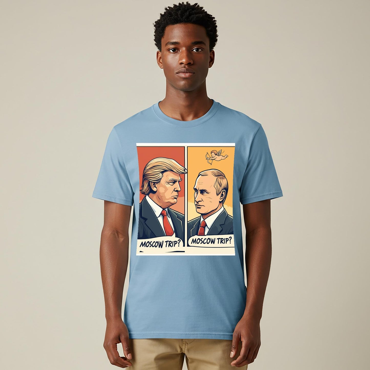Unisex Garment-Dyed Moscow Trip Tee | Trump Putin Pop Art Shirt | Funny Political Humor Apparel | Satirical Graphic Statement Gift
