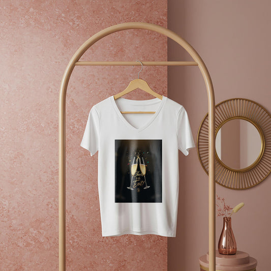 Cheers to the Exit V-Neck Tee | Celebration Farewell Gift Shirt | New Beginnings Retirement Graduation Party Apparel | Unisex Design