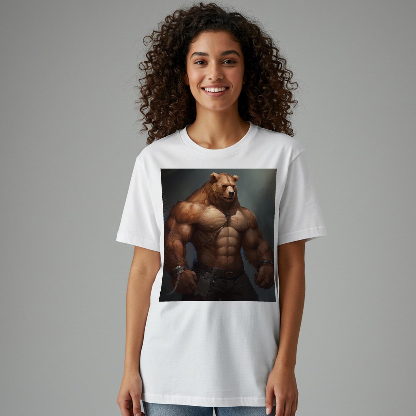 Mighty Muscular Bear Unisex Garment-Dyed T-shirt | Powerful Anthropomorphic Fantasy Art Tee | Rugged Gym Workout Apparel | Unique Graphic