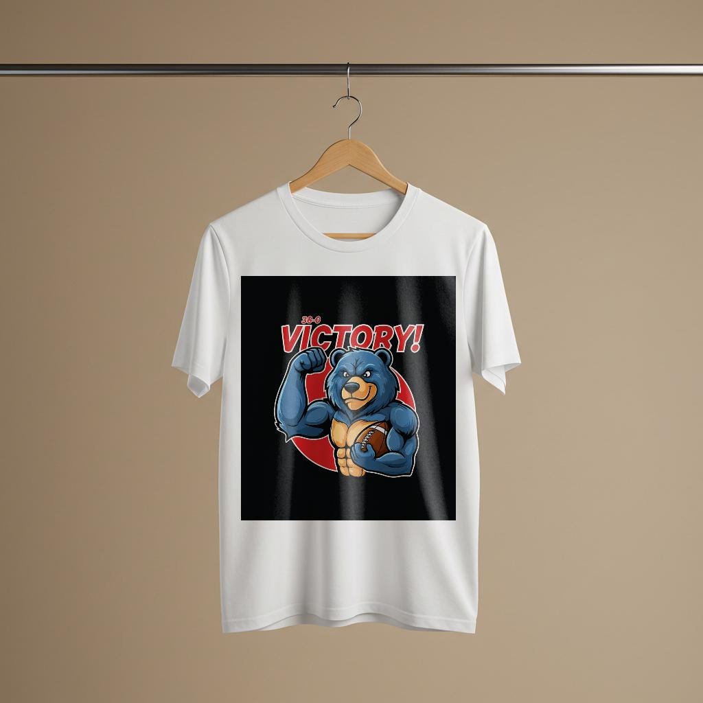 Football Bear Victory T-shirt | Game Day Apparel | Unisex Garment-Dyed Tee | Sports Fan Gift | Winning Team Spirit Wear | Champion Bear Art