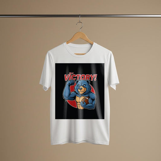 Football Bear Victory T-shirt | Game Day Apparel | Unisex Garment-Dyed Tee | Sports Fan Gift | Winning Team Spirit Wear | Champion Bear Art