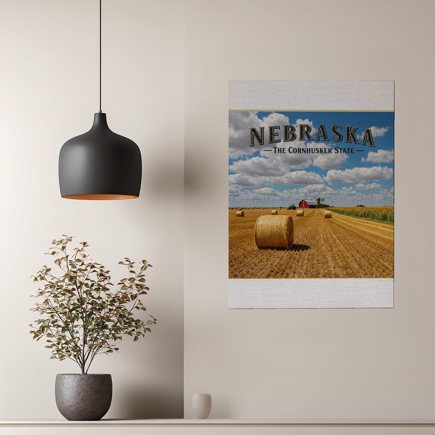 Nebraska Cornhusker State Canvas Print | Rural Landscape Farmhouse Wall Art | Rustic Barn Hay Field Decor | State Pride Gift for Nebraskans