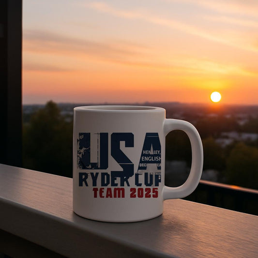 USA Ryder Cup Team 2025 Mug | Patriotic Golf Fan Gear | Distressed American Pride | 11oz Ceramic Coffee Cup | Sports Lover Gift Idea