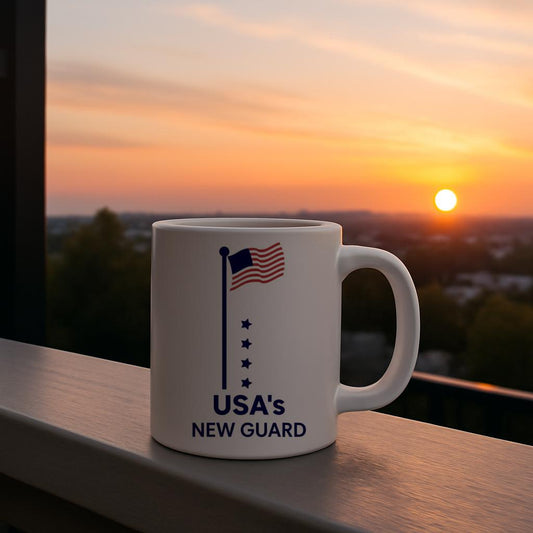 American Flag Mug 11oz, Patriotic Coffee Mug, USA's New Guard Ceramic Mug, Veteran Military Gift, 4th of July Independence Day Decor