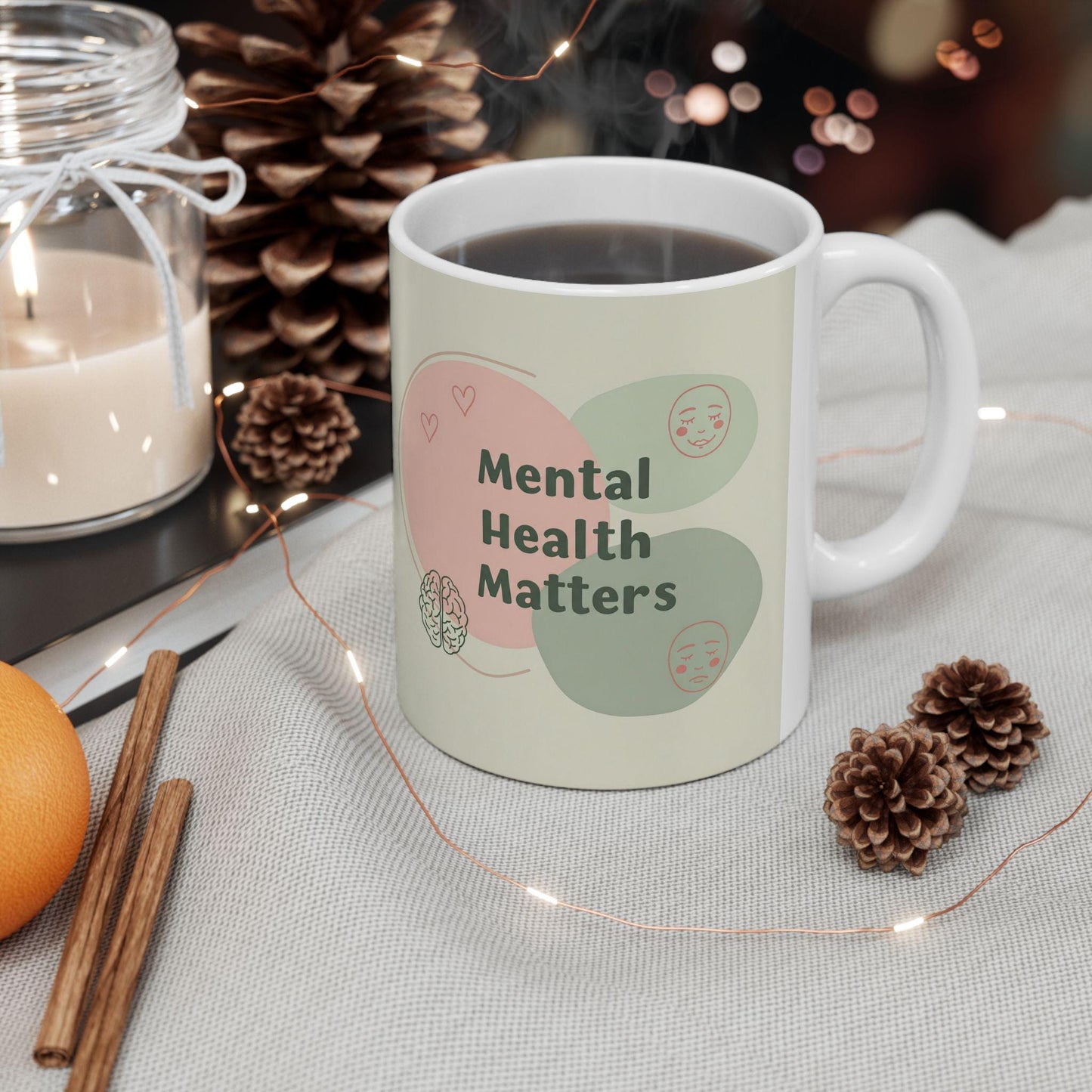 Mental Health Matters Mug - Inspirational Self-Care Coffee Cup for Morning Motivation