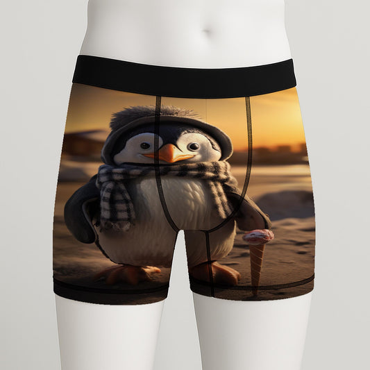 Men's All-Over-Print Boxers with Whimsical Penguin Design | Funny Winter Underwear | Cute Animal Print Undies | Unique Gift for Him