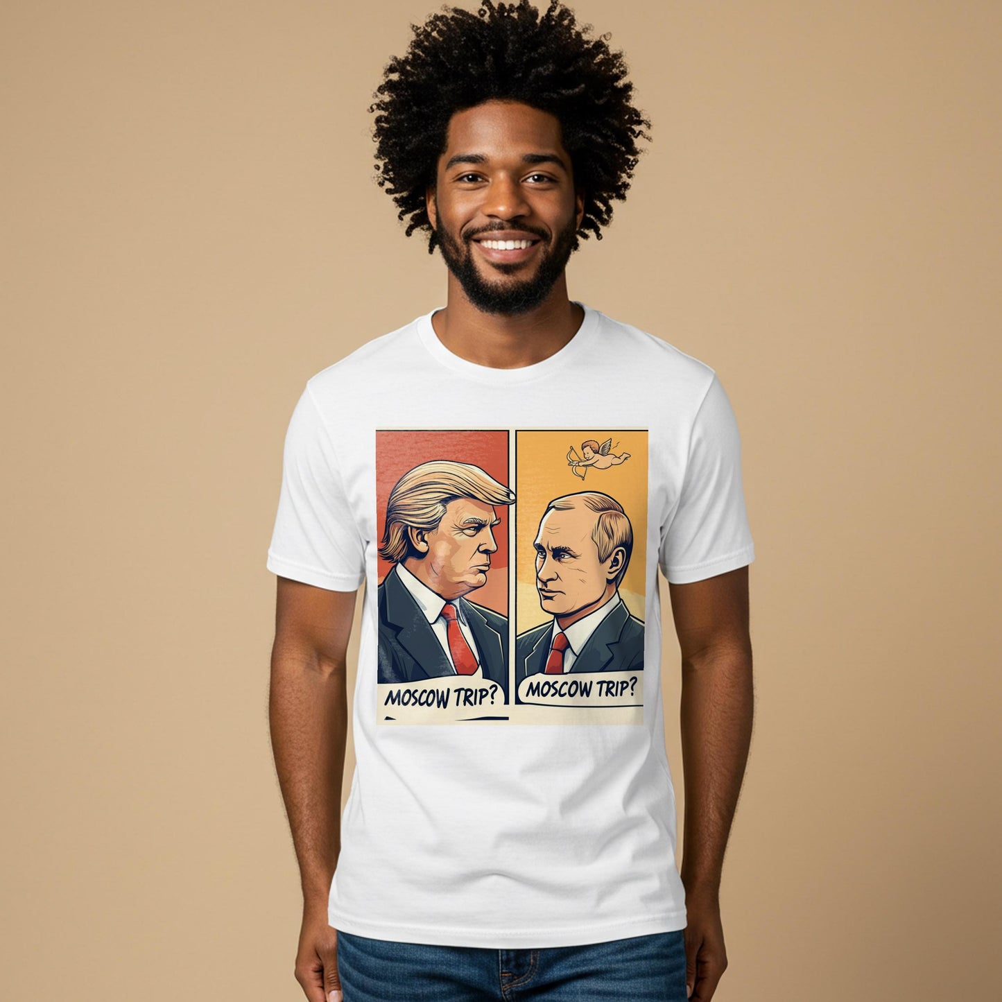 Unisex Garment-Dyed Moscow Trip Tee | Trump Putin Pop Art Shirt | Funny Political Humor Apparel | Satirical Graphic Statement Gift