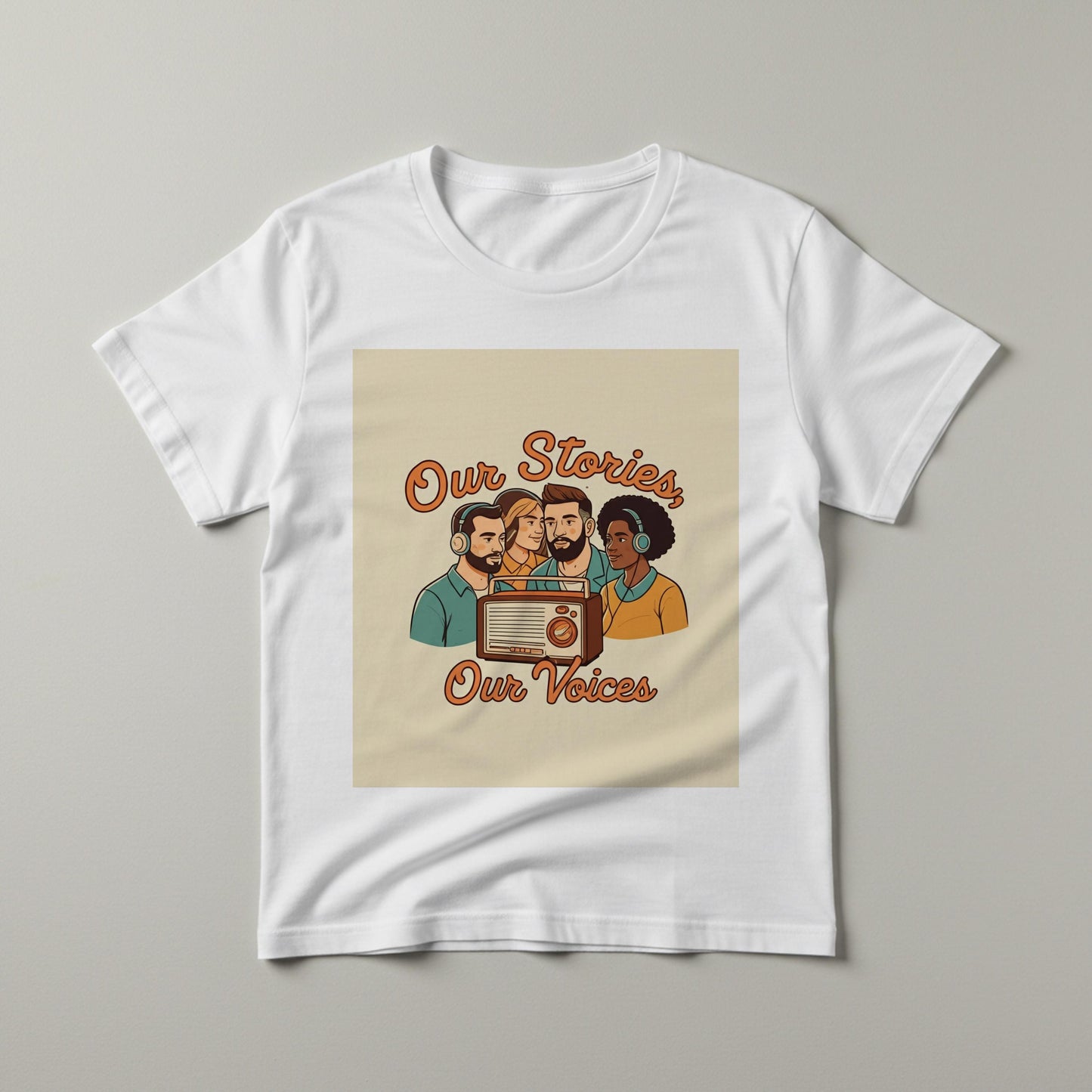 Our Stories Our Voices Unisex Garment-Dyed T-shirt | Podcast Radio Enthusiast Gift | Retro Vintage Graphic Tee | Community Diversity