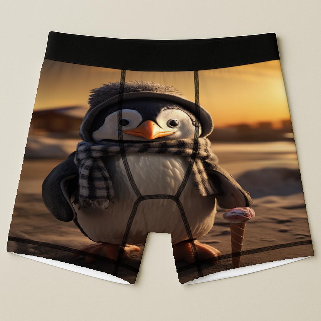 Men's All-Over-Print Boxers with Whimsical Penguin Design | Funny Winter Underwear | Cute Animal Print Undies | Unique Gift for Him