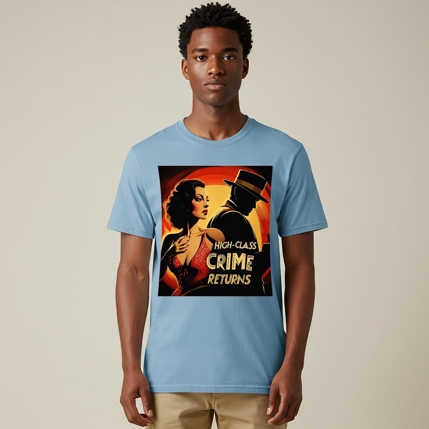 Unisex Garment-Dyed Film Noir T-shirt | Vintage Crime Pulp Fiction Art Tee | Mystery Lover Gift Retro Glamour Classic Hollywood Style