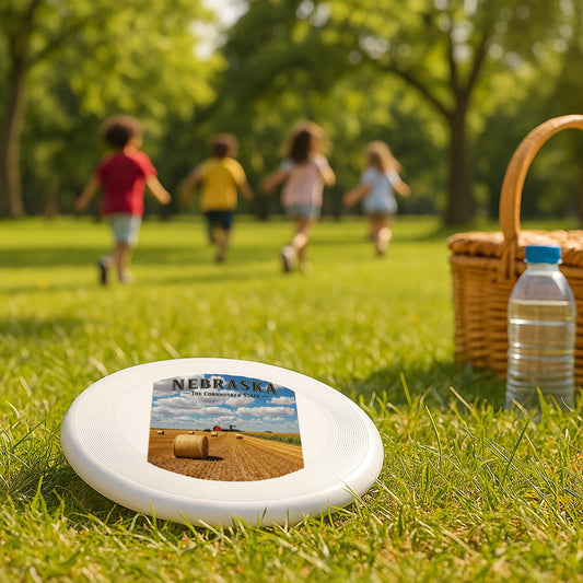 Nebraska Cornfield Wham-O Frisbee | Cornhusker State Pride Flying Disc | Rural Landscape Art | Unique Midwest Gift Idea for Outdoor Fun