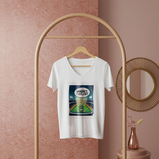 Where's Taylor Football Tee | Funny Game Day Shirt | Swiftie Fan Apparel | Pop Culture Humor | Unisex V-Neck Gift for Sports Lovers and Fans