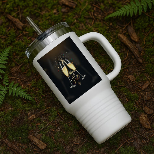 Cheers to the Exit 40oz Insulated Travel Mug | Retirement Graduation Farewell Gift | New Beginnings Celebration Tumbler for Milestones