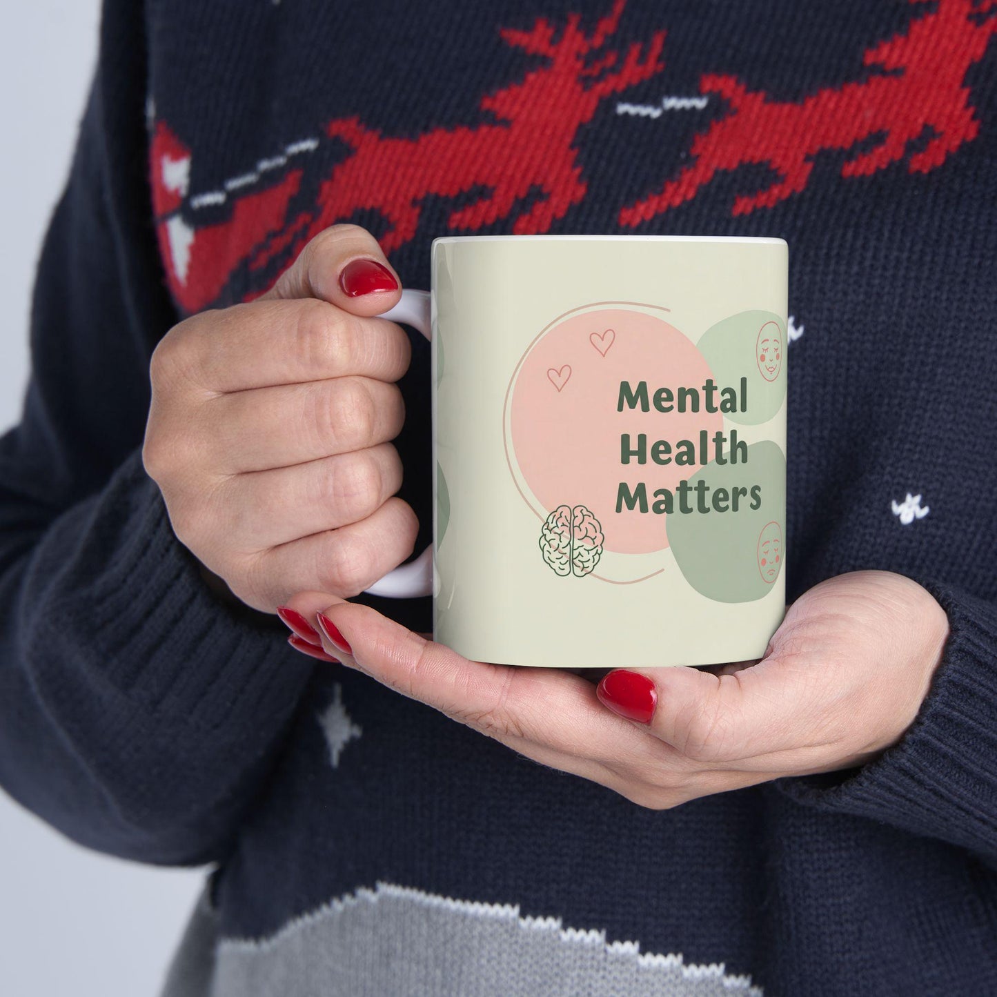 Mental Health Matters Mug - Inspirational Self-Care Coffee Cup for Morning Motivation