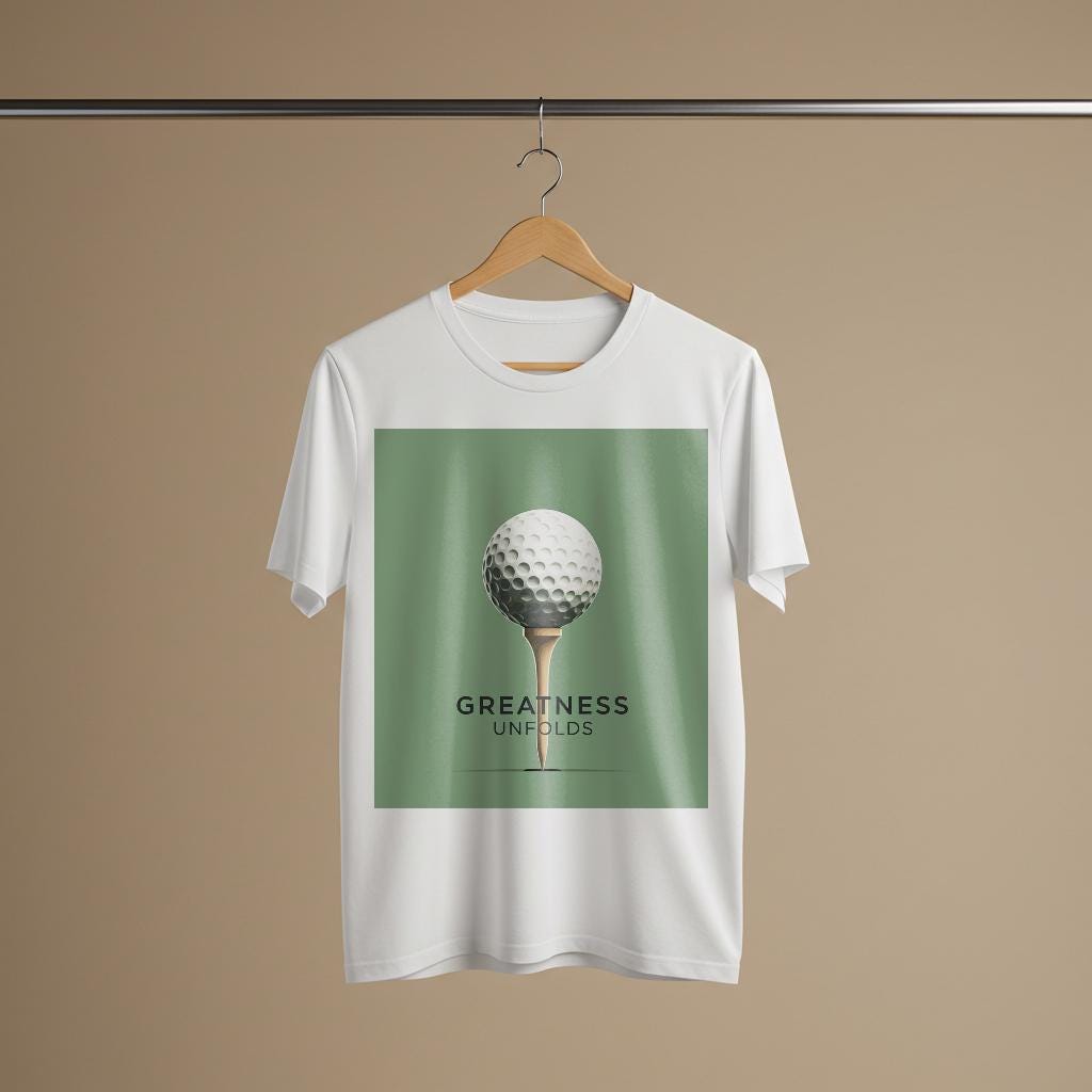 Unisex Garment-Dyed Golf T-Shirt with Motivational Greatness Unfolds Design | Minimalist Golf Ball Tee for Enthusiasts & Golfer Gifts