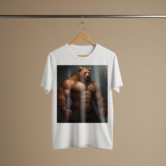 Mighty Muscular Bear Unisex Garment-Dyed T-shirt | Powerful Anthropomorphic Fantasy Art Tee | Rugged Gym Workout Apparel | Unique Graphic