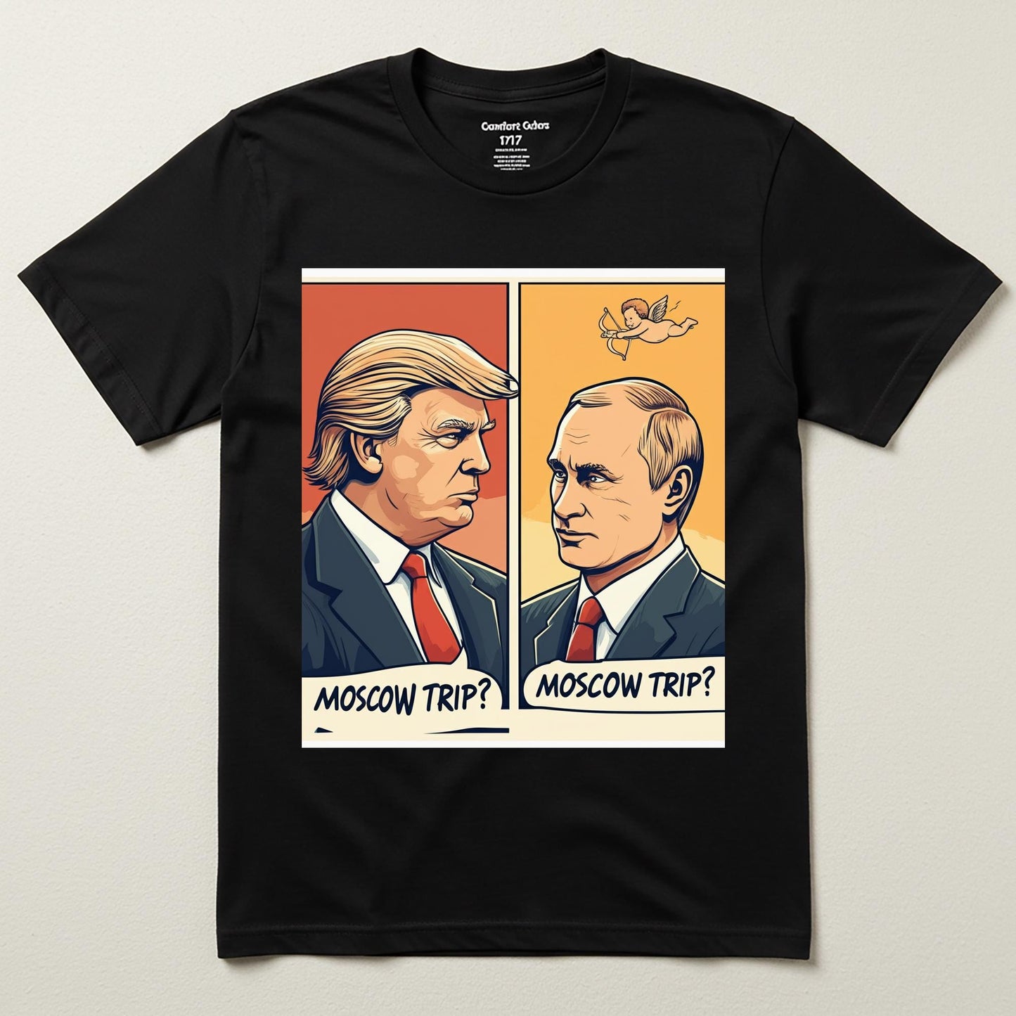 Unisex Garment-Dyed Moscow Trip Tee | Trump Putin Pop Art Shirt | Funny Political Humor Apparel | Satirical Graphic Statement Gift