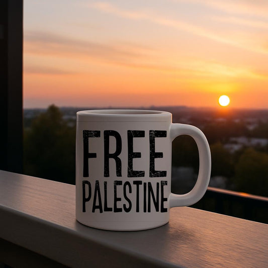 Free Palestine Solidarity Mug | Activist Coffee Cup | Human Rights Statement Drinkware | Protest Art Design | Social Justice Gift Idea