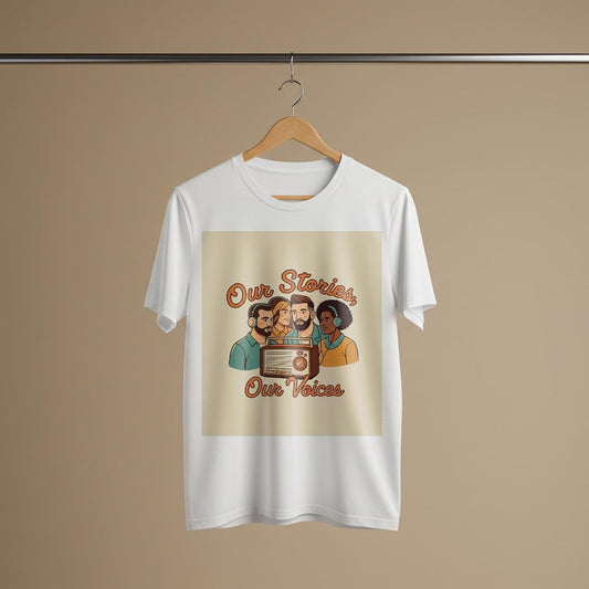 Our Stories Our Voices Unisex Garment-Dyed T-shirt | Podcast Radio Enthusiast Gift | Retro Vintage Graphic Tee | Community Diversity