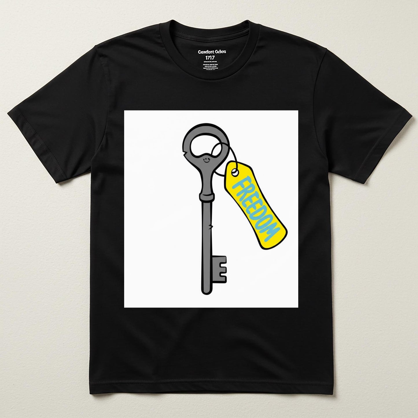 Freedom Key T-Shirt Unisex Garment-Dyed Tee Symbolic Liberation Independence Motivational Uplifting Positive Message Graphic Apparel Gift