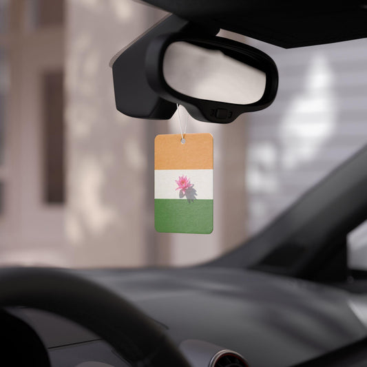 Indian-Inspired Car Air Freshener - Minimalist Lotus Design with Tricolor Stripes | Cultural Auto Gift | Unique Car Decor