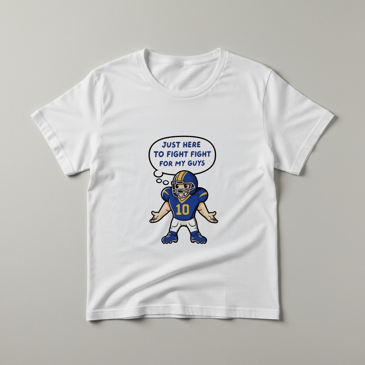 Unisex Garment-Dyed Football T-shirt with Funny Player Cartoon | Team Spirit Game Day Apparel | Loyalty Quote Tee for Sports Fans & Gifts