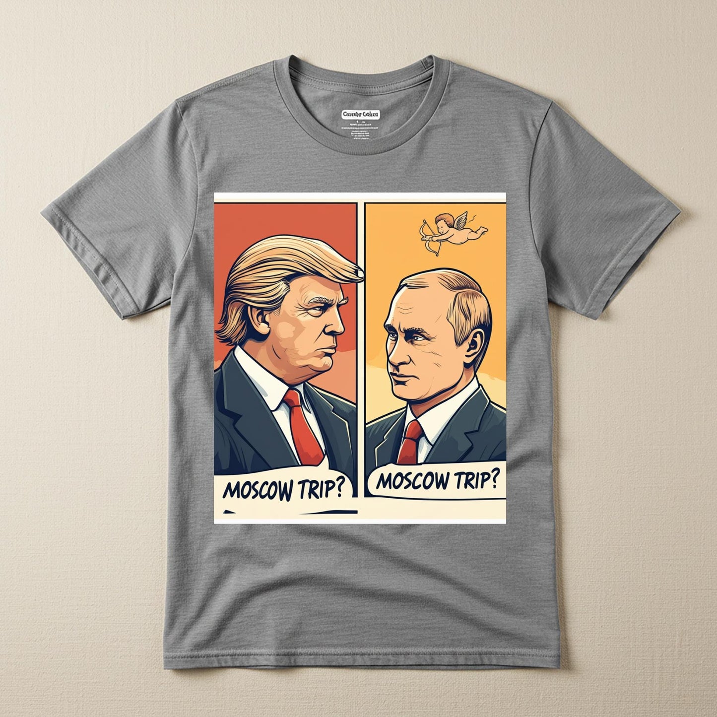 Unisex Garment-Dyed Moscow Trip Tee | Trump Putin Pop Art Shirt | Funny Political Humor Apparel | Satirical Graphic Statement Gift