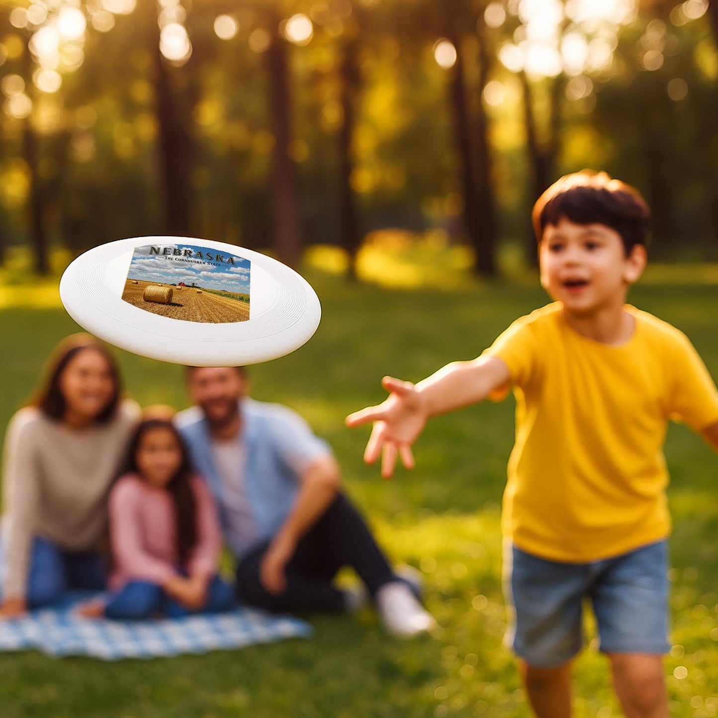 Nebraska Cornfield Wham-O Frisbee | Cornhusker State Pride Flying Disc | Rural Landscape Art | Unique Midwest Gift Idea for Outdoor Fun