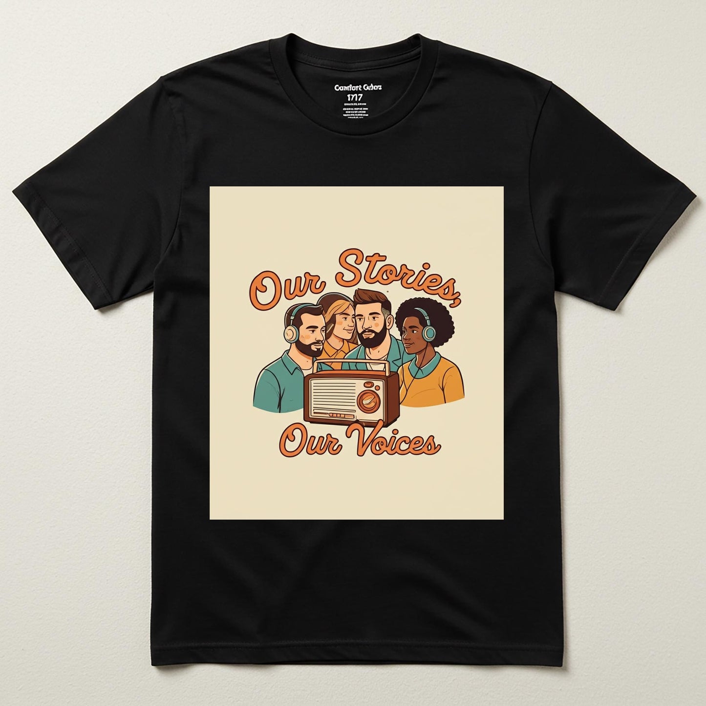 Our Stories Our Voices Unisex Garment-Dyed T-shirt | Podcast Radio Enthusiast Gift | Retro Vintage Graphic Tee | Community Diversity